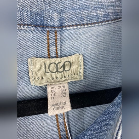 LOGO women's size 26W light wash blue jean denim mock neck zip up jacket QVC - Picture 3 of 8